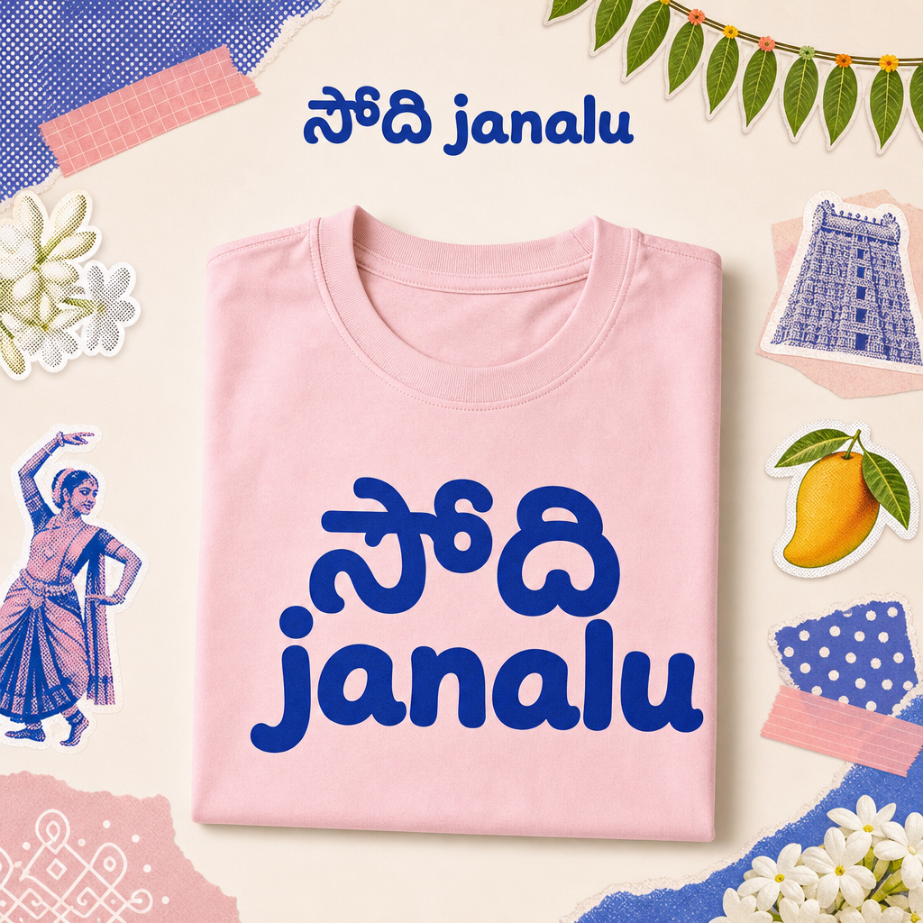 pink సోది janalu t-shirt folded